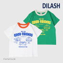 【50%OFFセール】半袖Tシャツ 男の子 ベビー キッズ トップス ファーストフード柄 グリーン オフ 80-140cm ディラッシュ【K】【新作】【2502...