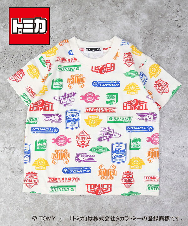 【2点以上で10％OFFクーポン対象商品】【30％OFFセール】半袖Tシャツ トミカコラボ TOMICA ロゴ総柄 男の子 キッズ トップス カラフル 80-130cm ディラッシュ DILASH【K】【2502】【59】 3