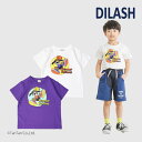 【50%OFFセール】半袖Tシャツ バスケプリント 男の子 キッズ トップス 犬 オフ パープル 80-140cm ディラッシュ DILASH【K】【新作】【2...