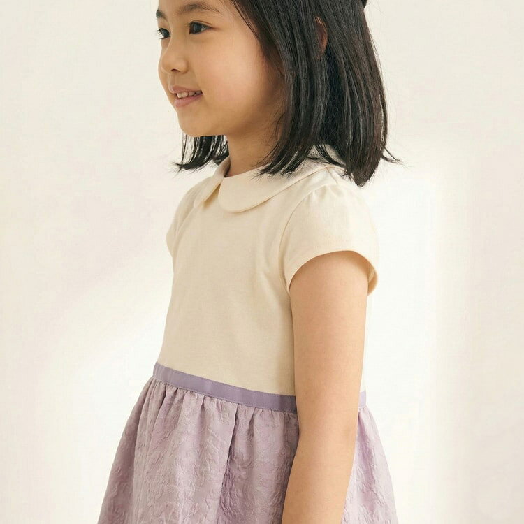 【セミフォーマル】ワンピース ジャガード切り替え petit main プティマイン 女の子 90-130cm キッズ 子供 フォーマル フレッシャーズ【G】【新作】【2601】【68】