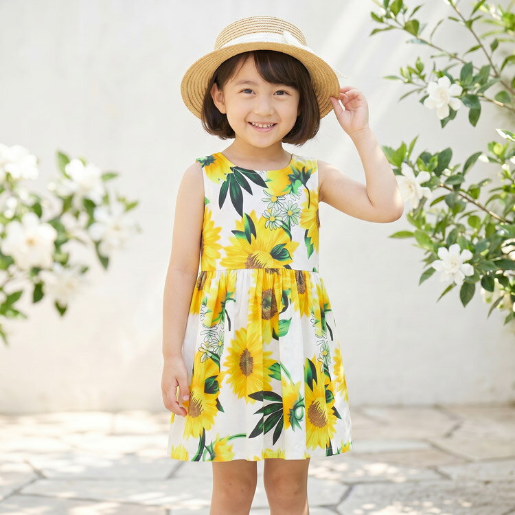 Bonpoint 花柄ギャザー入り半袖ワンピース12Y Bonpoint❋チェリー