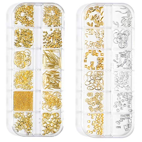 Rakuten - ネイルパーツ スタッズ 金属パーツ ネイルスタッズ Yesmart 星 月 丸 メタルパーツ ゴールド シルバー ネイルアート デコパーツ スタッズパーツ YES122