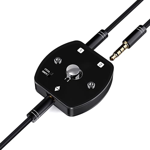 COOIDEA 3.5mm オーディオセレクター ／ オーディオスイッチャー –2入力1出力/1入力2出力オーディオ切替器、TS TRS TRRS、ノイズ除去設計、スピーカー・ヘッドホン切替可能、PC・スマホ・ノートパソコン用・【双方向オーディオスイッチャー – 1入力2出力 / 2入力1出力】このプラグ＆プレイの3.5mm オーディオセレクターを使えば、複数の音声ソースや再生機器を簡単に切り替えて使用できます。スマートフォン、ノートパソコン、PC、ヘッドホンなどに接続可能で、双方向設計により2台の機器をシームレスに切り替え可能。電源やソフトウェアは一切不要です。・【TS・TRS・TRRS規格に – CTIA & OMTP標準も】このオーディオ変換アダプタは、2極（TS）、3極（TRS）、4極（TRRS）のすべての3.5mmオーディオジャックと互換性があります。マイクやリモコン付きイヤホン、バランスドヘッドホン、AVケーブルにもし、CTIAおよびOMTP規格にも完全しています。スマートフォン、ゲーム機、PC、ヘッドセットなど、スピーカーやアンプを含むさまざまな音声機器との連携が可能で、オーディオセレクターやオーディオスイッチャーとしても最適です。・【グランドループノイズを防止 – 高品位なサウンド性能】フルシグナルスイッチング構造と低インピーダンス回路を採用したこのAUXスイッチャーは、複数機器接続時のうるさいグランドループノイズを解消します。金メッキ端子により、クリアで高忠実度な音質を実現し、安定した長寿命な接続をします。また、スピーカーとヘッドホンを瞬時に切り替えるスピーカーセレクターとしても機能します。・【簡単操作のマニュアルスイッチ – スイッチ一つで瞬時に切替】トグルスイッチにより、入力・出力間の切り替えがわずか数秒で完了。ドライバーやアプリ、電源不要のシンプルかつ直感的な「サウンドスイッチ」設計。音楽、通話、エンタメをストレスなく楽しめます。・【コンパクト＆省スペース設計 – デスクや旅行にも最適】わずか58 x 30 x 10 mmの小型ボディで、デスク上やカバンの中、作業スペースにすっきり設置可能。スタイリッシュでコンパクトなデザインは、家庭やオフィス、外出先など、さまざまなシーンで活躍します。また、複数のAV機器を切り替えるAVセレクターとしてもブランド: cooideaメーカー: cooidea型番: A07JAN: 0721912380614