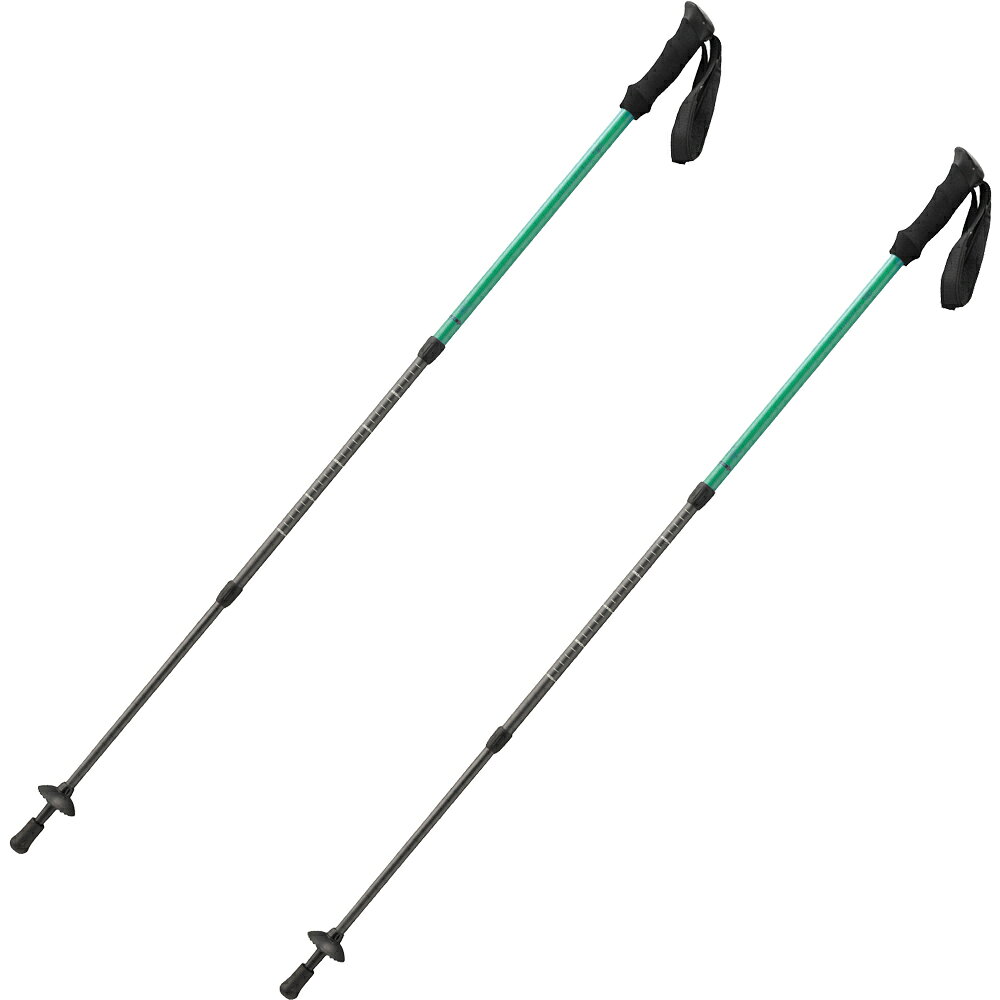 【特長】 登山やハイキングにオススメ！上からの体重を支えやすい、スタンダードなI型グリップのトレッキングポール。快適な山歩きが可能なトレッキングポールです。先端石突は硬度に優れたタングステン使用。 【ご使用上の注意】 ※本製品はトレッキングを目的として開発された商品です。歩行補助ステッキなどの用途ではご使用しないでください。 【商品詳細】 サイズ：約1200×50×33mm 収納時：約610×50×33mm 使用可能範囲：約950～1200mm（※3段モデル） 重量：約480g（約240g×2本） 仕様：2本組、伸縮式、I型グリップ（ストラップ付）、回転ロック式 先端石突：タングステン 材質：シャフト／アルミ合金、グリップ／ポリプロピレン・熱可塑性エラストマー、ストラップ／ポリプロピレン・ポリエステル、プロテクター／熱可塑性エラストマー、バスケット／ポリエチレン 原産国：中国