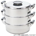 神子島製作所 18-0 丸蒸器 3段 29cm (電磁調理器対応・IH対応・日本製・丸型蒸し器・丸蒸し器・蒸し鍋・両手鍋・モモ印・桃印・PEACHBRAND)