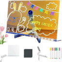 【調節可能なスタンドと7本のカラフルなペン付き】LED描画ボード 光るアクリルメッセージボード DIY 透明 発光ボード 部屋/店舗/オフィス/フェスティバル/...