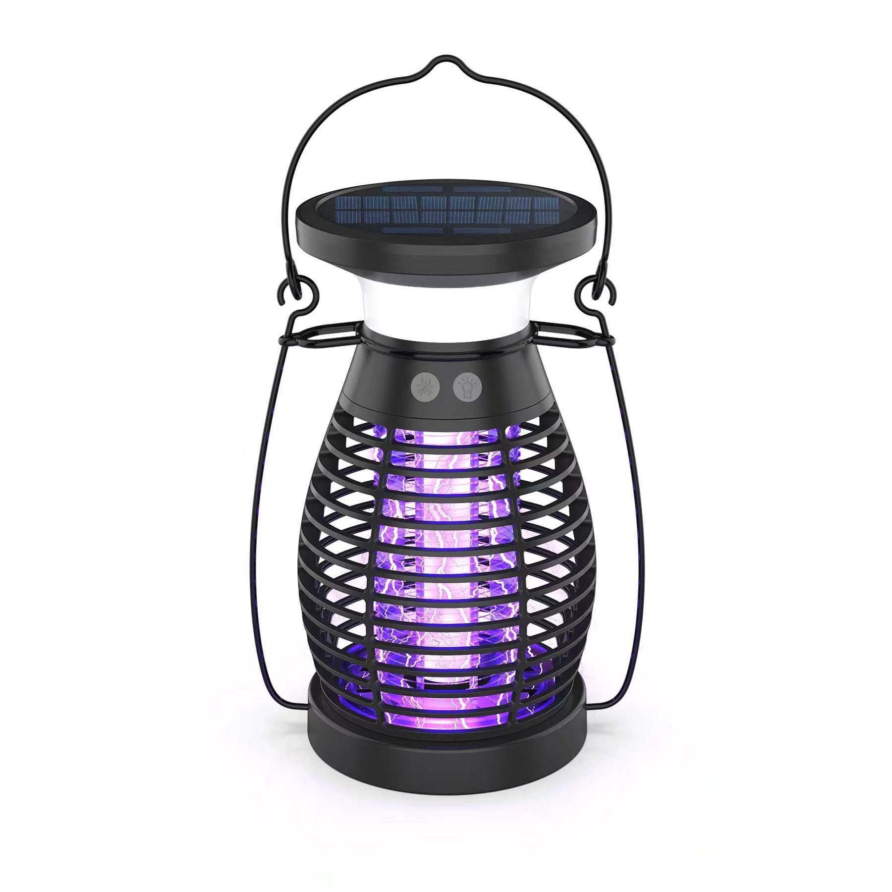 電撃殺虫器 捕虫器 モスキートランタン 誘蛾灯 懐中電灯 UV光源吸引 電気ショック USB&ソーラー充電式 ..