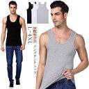 3枚セット タンクトップ メンズ 綿 コットン 無地 スポーツ フィットネス ストレッチ 袖なし ノースリーブ Tシャツ インナートップス Uネック タイト 夏...