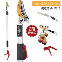 【258時間限定価格】高枝切りバサミ 高枝切鋏 2段伸縮式高枝切り鋏 ガーデニング用品 枝切 ハサミ 園芸 2サイズ 1.2m-2.2m & 1.8-3m のこ...
