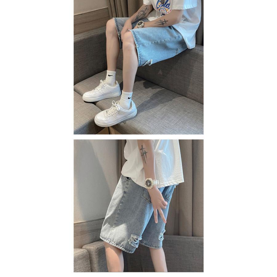 ハーフパンツ ショートパンツ メンズ デニムパンツ 五分丈 ダメージ加工 デニム ボトムス 夏 ジーンズ かっこいい カジュアル