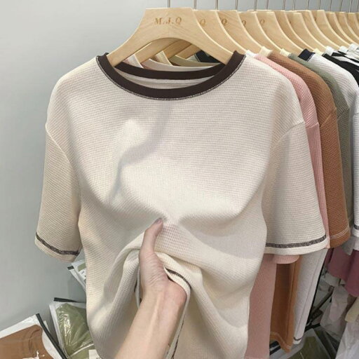 大きいサイズ Tシャツ ワッフル 夏 半袖 レディース トップス クルーネック 春 プルオーバー 丸首 夏 カットソー 無地 可愛い シンプル カジ 大きいサイズ Tシャツ ワッフル 夏 半袖 レディース トップス クルーネック 春 プルオーバー 丸首 夏 カットソー 無地 可愛い シンプル カジ