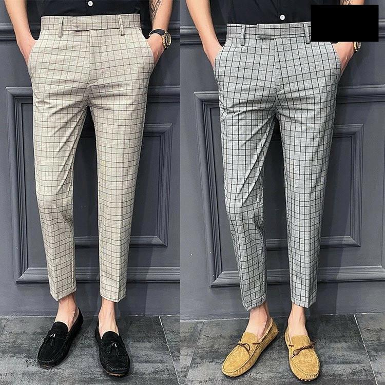 【コスパ最高】スラックス メンズ アンクル丈スラックス チェック柄 紳士 ボトムス スリム 夏 アンクルパンツ ビジネスパンツ