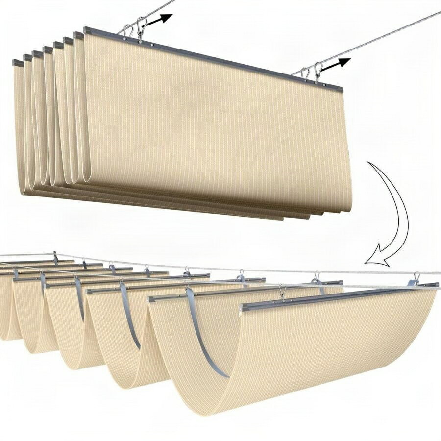 日除け サンシェード大型 サンシェード 庭 サンシェード シェードセイル ガゼボ 庭テント カーポート シェード ガゼボ シェード 庭 屋根 日除け シェード 1-15m 格納式ウェーブ