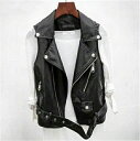 レザーベスト 革ベスト レディースベスト ライダースベスト ノースリーブ おしゃれ 通勤 春秋