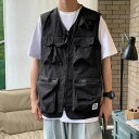 ベスト メンズ チョッキ ワーク風 ワークベスト お釣りベスト 春夏 作業着 農業 仕事 アウトドア 通勤 登山 釣り マン 軽量 薄手 撮影用
