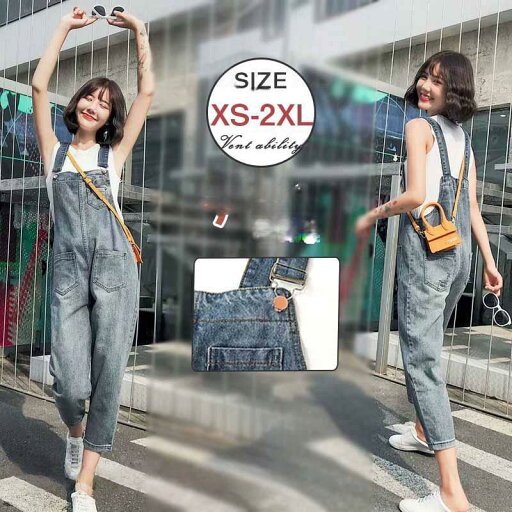 サロペット パンツ レディース ワイドパンツ デニム M L LL 3L 4L コットン カジュアル 大きいサイズ 着痩せ オールシーズン サロペット パンツ レディース ワイドパンツ デニム M L LL 3L 4L コットン カジュアル 大きいサイズ 着痩せ オールシーズン