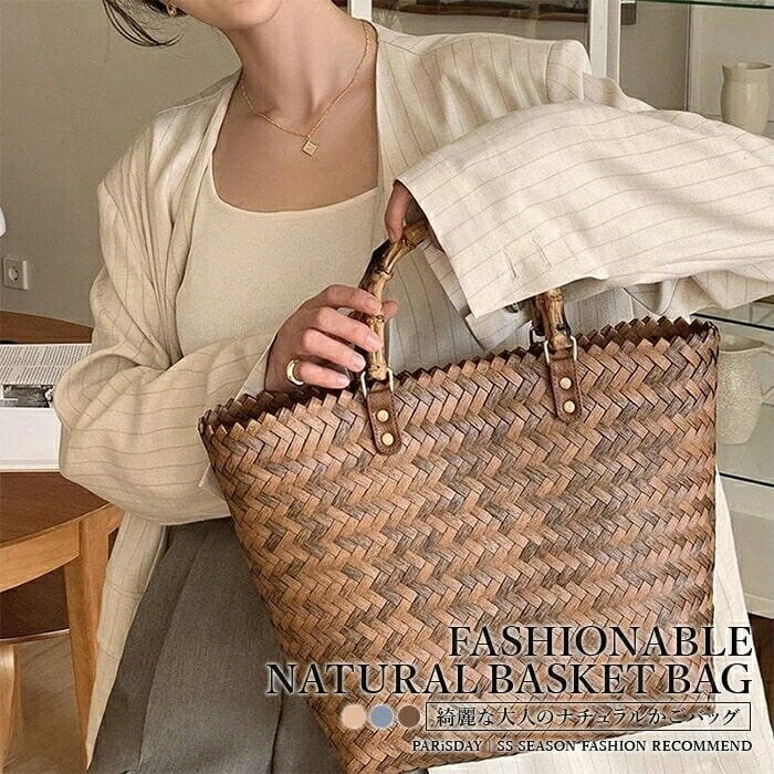 カゴバッグ 編み込み 大容量 夏 かごバッグ おしゃれ トートバッグ レディース 軽い 浴衣 女性 軽量 30..