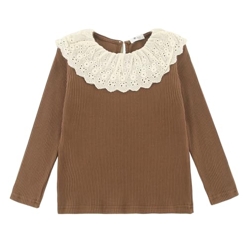 Tシャツ ロングtシャツ トップス 無地 長袖 tシャツ 半袖 子供服 綿 カットソー 丸襟 インナー 春秋冬 肌着 ガールズ 女児 上着 可愛いレース襟 90...