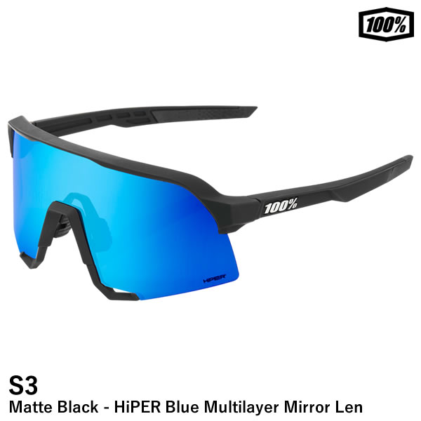 乐天商城 - 【即日発送可】100%（ワンハンドレッド） 60005-00007 S3 Matte Black−HiPER Blue Multilayer Mirror Lens サングラス