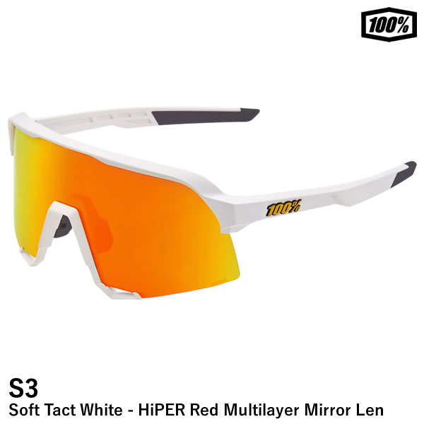 Rakuten - 【即日発送可】100%（ワンハンドレッド） 60005-00009 S3 Soft Tact White−HiPER Red Multilayer Mirror Lens サングラス