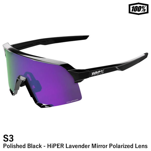 Rakuten - 【即日発送可】100%（ワンハンドレッド） 60005-00043 S3 Polished Black−HiPER Lavender Mirror Polarized Lens サングラス