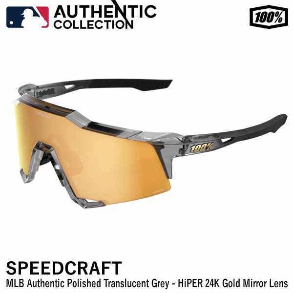 100%（ワンハンドレッド） 60007-10077 SPEEDCRAFT MLB Authentic Polished Translucent Grey - HiPER 24K Gold Mirror Lens スピードクラフト サングラス
