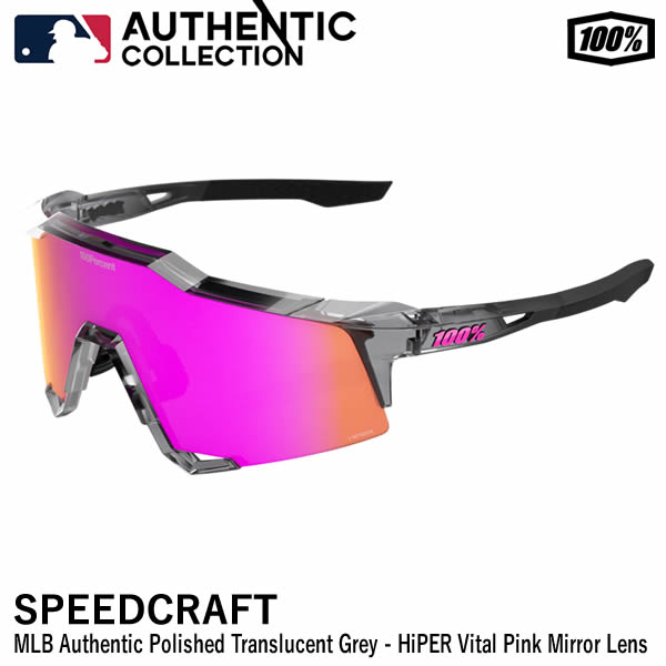 100%（ワンハンドレッド） 60007-10078 SPEEDCRAFT MLB Authentic Polished Translucent Grey - HiPER Vital Pink Mirror Lens スピードクラフト サングラス