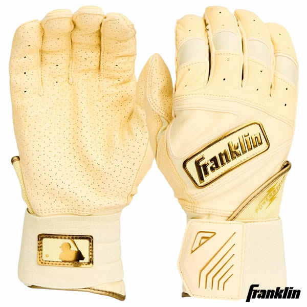 富兰克林 - 【即日発送可】フランクリン（Franklin） 20778 バッティング手袋 両手用 POWERSTRAP INFINITE BATTING GLOVES VANILLA/GOLD パワーストラップ バッティンググローブ 手首サポート 野球
