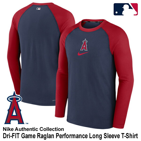 【あす楽対応】ナイキ（NIKE） Tシャツ 長袖 ロサンゼルス エンゼルス Dri-FIT Game Raglan Performance Long Sleeve T-Shirt Authentic Collection MLB Los Angeles Angelss NAC1-046N-ANG-8WD
