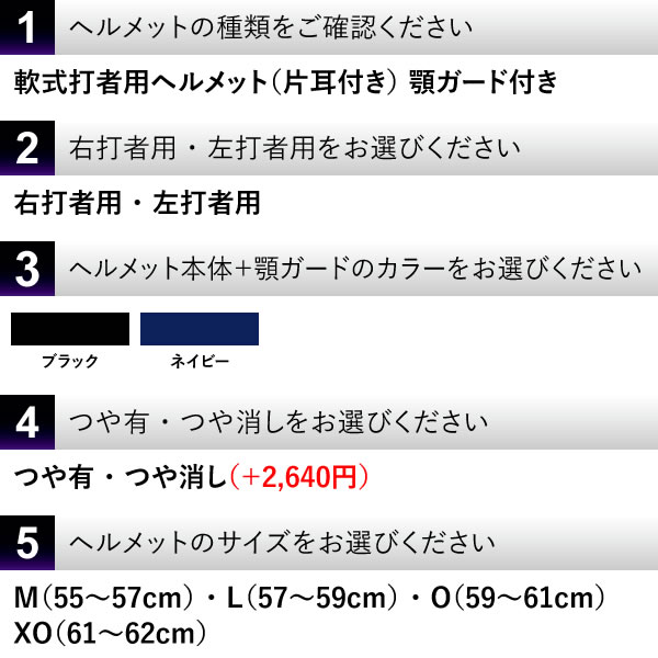 ＜受注生産＞ゼット（ZETT） 軟式打者用顎ガード付きヘルメット BHL308AG BKAKOAG 片耳付き つや消し選択可 フェイスガード 野球 3