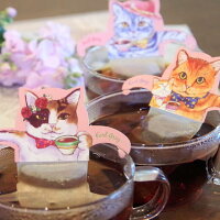 メール便送料無料期間限定カップの縁にひっかけるティーバッグ飲み比べセット4種類各1セットキャットカフェ(アールグレイ・ルイボス・メープル・アップル)紅茶ギフトプレゼントネコグッズネコ雑貨紅茶ねこ猫ネコティーバッグ