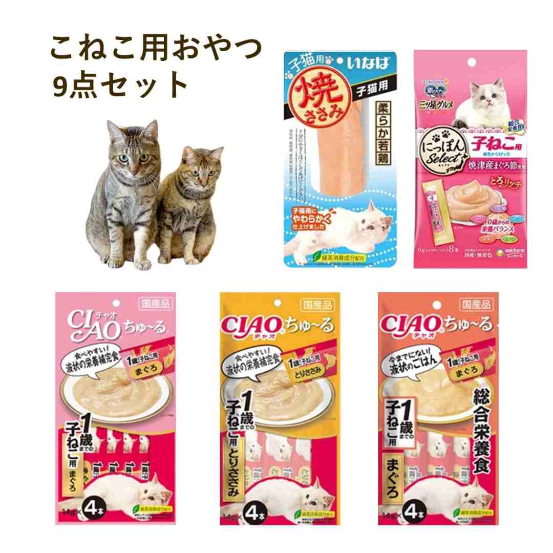 子猫 おやつ 福袋 子猫用 チュール 9点 セット 子ねこ 猫 メール便 とろリッチ 離乳から12ヶ月 ちゃおちゅーる チャオチュール チャオちゅーる 総合栄養食 キャットフード ちゃおチュール チャオちゅ〜る まぐろ とりささみ 焼きささみ 猫用品 ネコ用品 【当店オススメ】