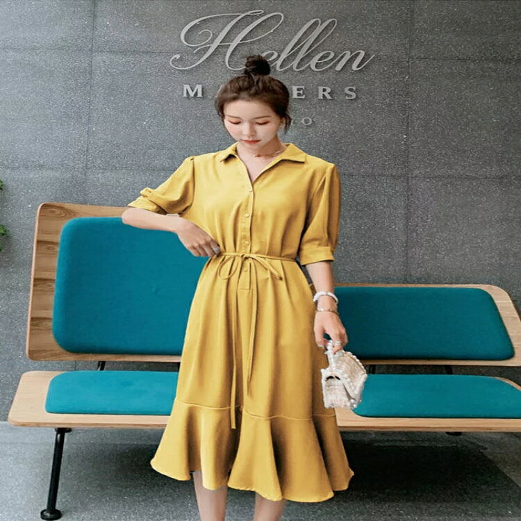 つぼショップのワンピース シャツワンピース レディース 半袖 夏 ロングワンピース シャツワンピ ワンピ ハイウエスト 体型カバー Vネック フレアワンピース カジュアル 大人 オフィス 通勤 着回し オシャレ アウター フェミニン 春 夏 ゆったり 柔らかい シフォン 20代 30代 40代｜アングル2