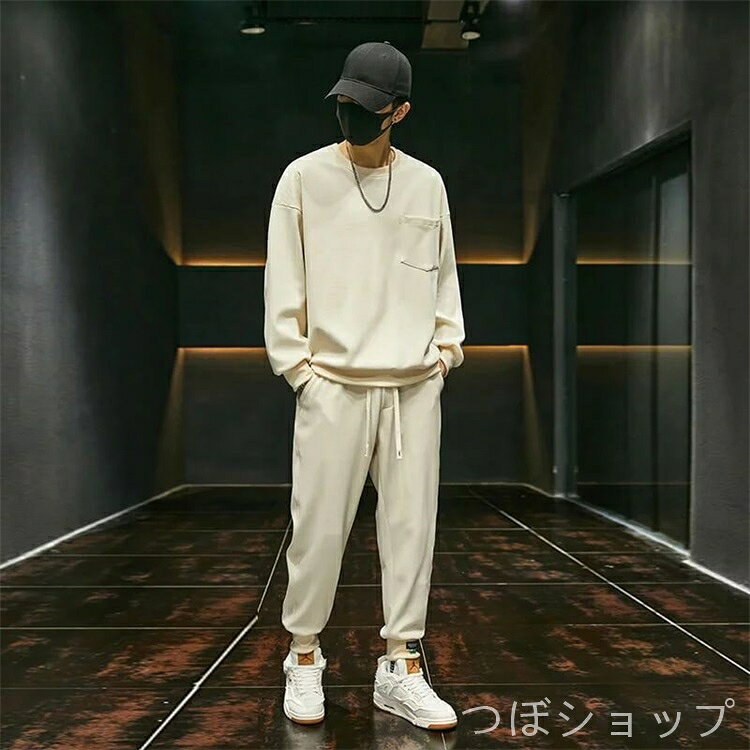 Tシャツ トレンド スウェット 上下セット 長袖 セットアップ メンズ トップス パンツ ズボン スウェット ジャージ スウェットパンツ ルームウェア ストリート系 ダンス 衣装 トレーニング キャンプ用品 ファッション tsuboshop-10004108 つぼショップ サンプル画像3
