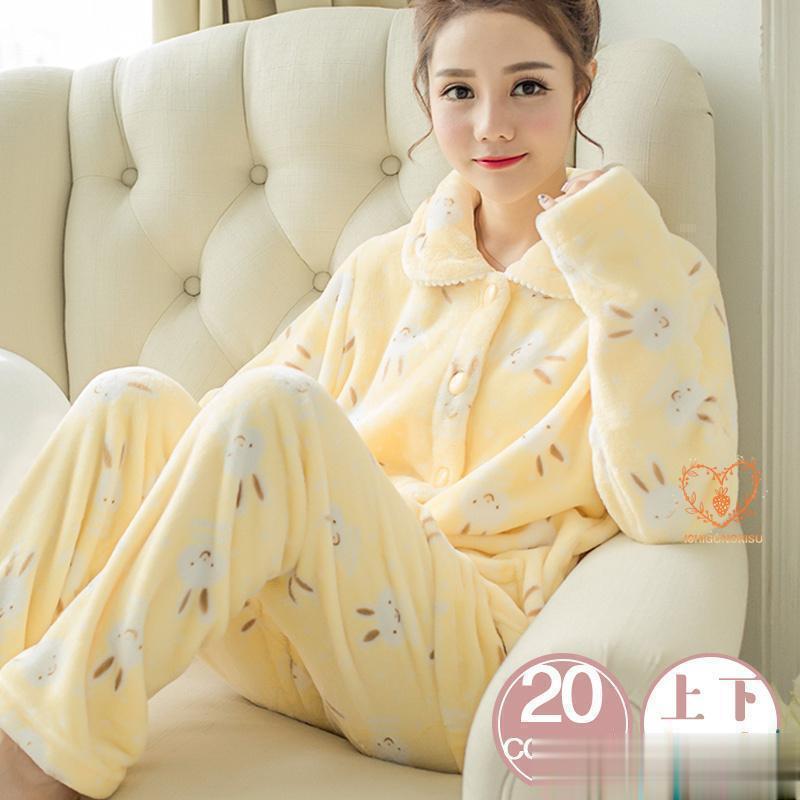 パジャマ　 レディース 秋冬 長袖　 ルームウェア 　2点セット ふわふわ　もこもこ 　柔らか 　寝巻き 　部屋着 　女性用