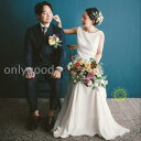 ウェディングドレス 結婚式 二次会 ホワイト 花嫁 白ワンピース ロング丈ドレス 披露宴 シンプル 前撮り ウエディングドレス Aラインドレス 袖なし ブライダル