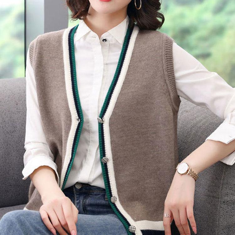 春秋冬 ニットベスト レディースニットベスト ビジネス セーター カジュアル 前開き 洗える ビジネスベスト 女性 インナー ニットチョッキ
