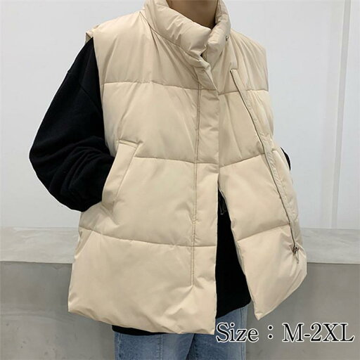 中綿ベスト ダウンベスト ベスト メンズ 立ち襟 ジャケット コート 秋冬 アウター 軽量 防寒 袖なし トップス アウター 通勤 通学 無地
