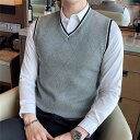 春秋冬 ニットベスト メンズニットベスト ビジネス セーター カジュアル 洗える ビジネスベスト 男性 オフィス インナー ニットチョッキ