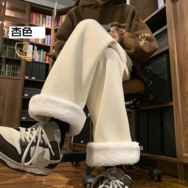 ワイドパンツ 裏ボア 極暖 メンズ コーデュロイパンツ 裏起毛 リブパンツ 冬 あったか ストリート ロングパンツ ウエスト