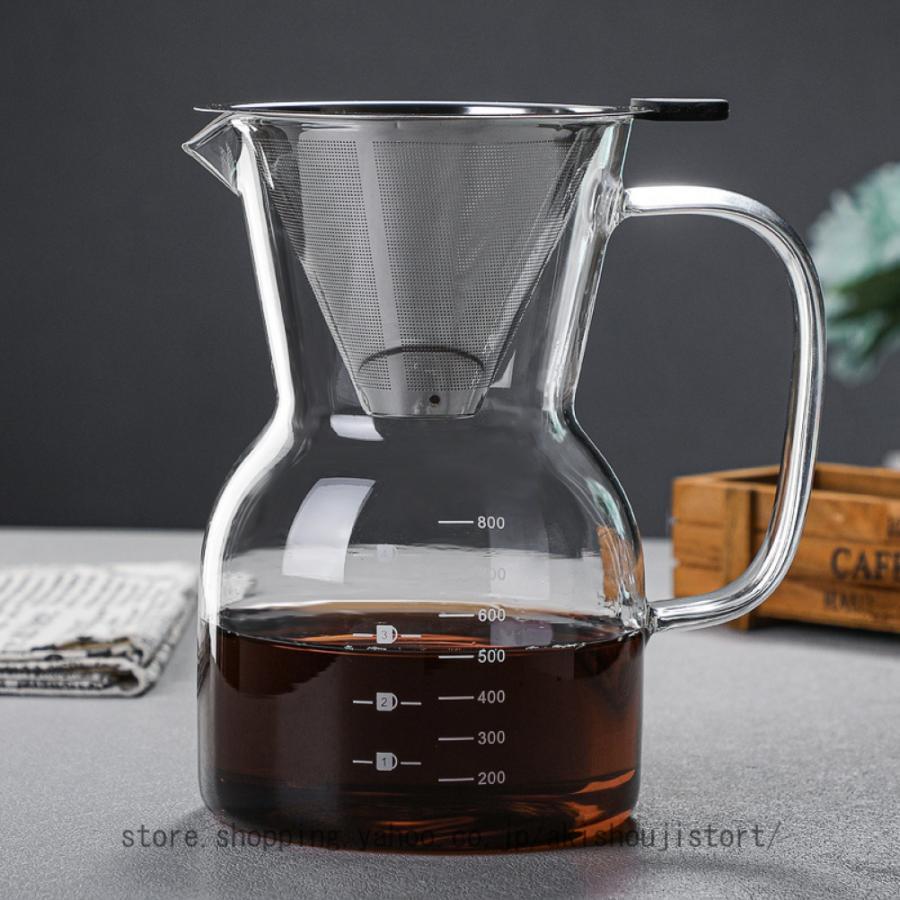 耐熱ガラス かわいい 珈琲ドリッパー 蓋なし 茶こし付き蓋ポット ガラス ガラス製 ガラス食器 コーヒー コーヒーポット 紅茶 茶器 フタ 蓋付き 茶こし