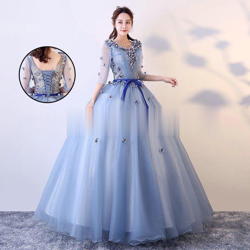 カラードレス 演奏会用ロングドレス ウェディングドレス 結婚式 二次会 花嫁 二次会 演奏会 撮影会 誕生日 カラオケ ピアノ 声