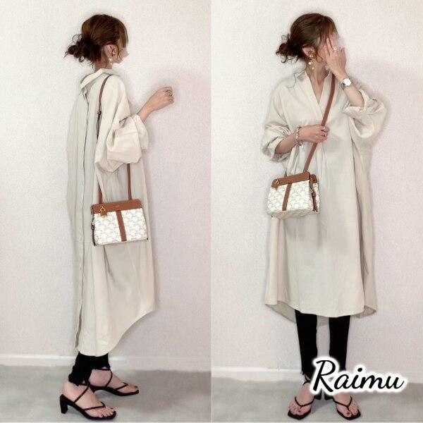シャツワンピース 春ワンピース レディース 長袖ワンピース 2way おしゃれ 無地 ミモレワンピース 不規則 韓国風 ゆったり カジュアルワンピース お出かけraimu