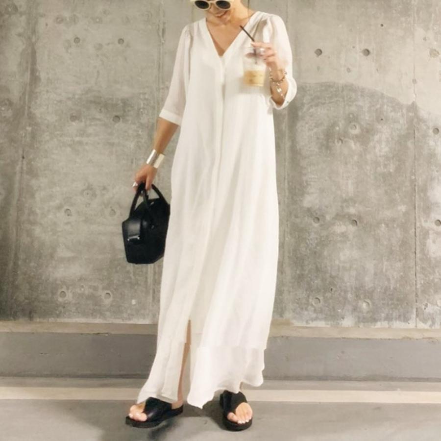 ピンストライプ シャツワンピース【送料無料】［ネコポス発送］