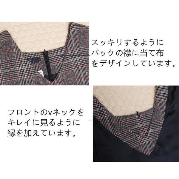 ジャンパースカート 春 レディース ワンピース 膝丈 ノースリブ vネック チェック柄 グレンチェック ワンピスター ワンピース ファスナー ポケット しっかり