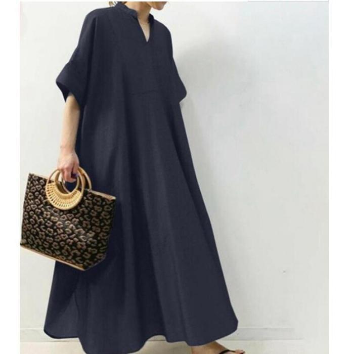 ワンピース レディース 綿麻混マキシワンピース ワンピース レディース お洒落 涼しい 40代 ロング丈 ロング aライン 大きいサイズ 体型カバー ゆったり