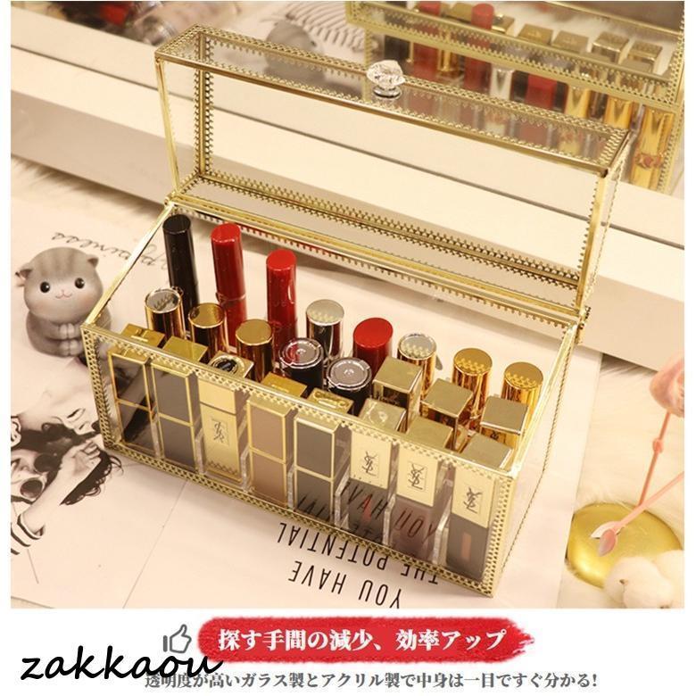 口紅ケース 口紅収納ボックス 蓋付き コスメ収納ケース 化粧品収納ボックス 口紅収納スタンド リップスタンド アクセサリー収納 小物/化粧品入れ 24仕切りL