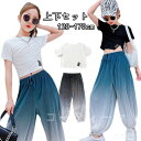 キッズダンス衣装 セットアップ ヒップホップ 韓国 かっこいい 派手 へそ出し ダンス衣装 女の子 チアガール tシャツ パンツ トップス 練習着 発表会 120 170