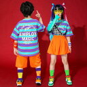 キッズダンス衣装 ヒップホップ 韓国子供服 HIPHOP ステージ衣装 応援団 ジャズダンス 男の子 女の子 上下セット 発表会 派手 Tシャツ 練習着 男女兼用 団体服