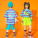キッズダンス衣装 ヒップホップ 韓国子供服 HIPHOP ステージ衣装 応援団 ジャズダンス 男の子 女の子 上下セット 発表会 派手 Tシャツ 練習着 男女兼用 団体服